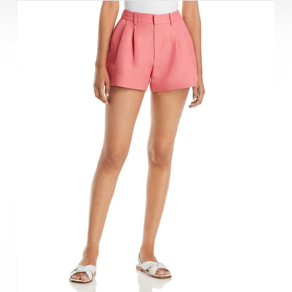 NWT PAIGE Andie Pleated Linen Blend Shorts in Dusty!